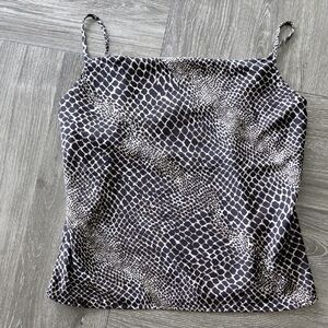 Banana Republic Black and Cream Snake-Print Satin Cami